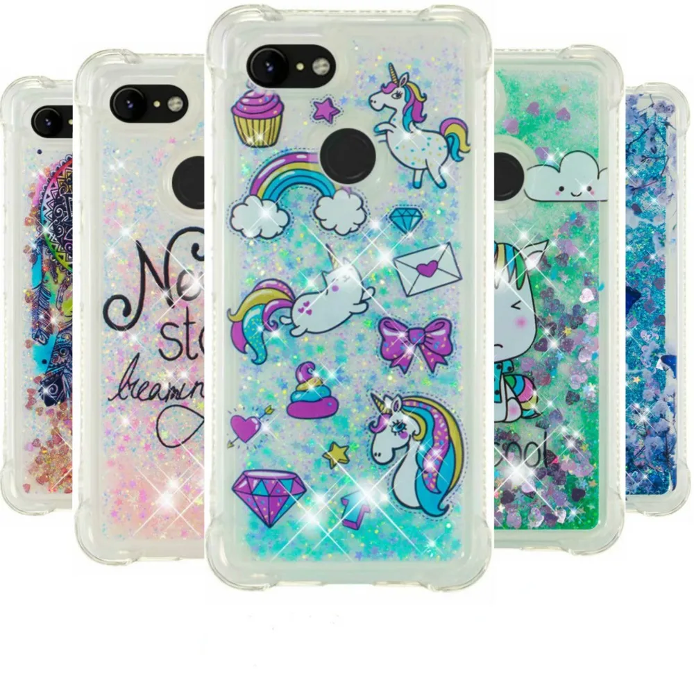 Luxury Dynamic Liquid Bling Quicksand Phone Case for Xiaomi A1 A2 Lite Redmi 4A 4X 6A Note4X Soft Silicone Cartoon Unicorn Cover |