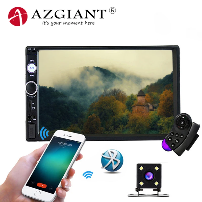 

AZGIANT 7 inch HD Car Radio MP5 Player with Digital Touch Screen With Rear View Camera Remote Control Bluetooth Music Player
