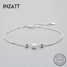INZATT, панк, натуральная 925 пробы, серебряный браслет для женщин, геометрический, квадратный, Круглый, металлическая цепочка, звено, модное ювелирное изделие, модный подарок