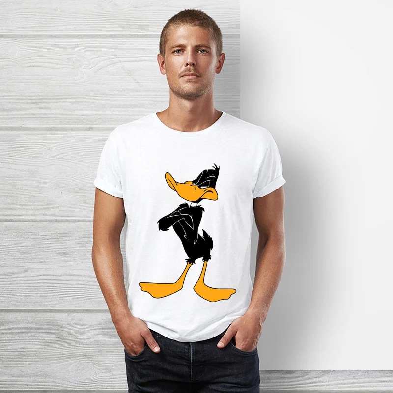 Looney Tunes Даффи дак Футболка мужская с коротким рукавом лето Хип хоп топы тройник
