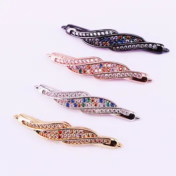 

10Pcs Rainbow CZ Micro Pave Connector,Silver/Gold/Rose Gold/Black Plated