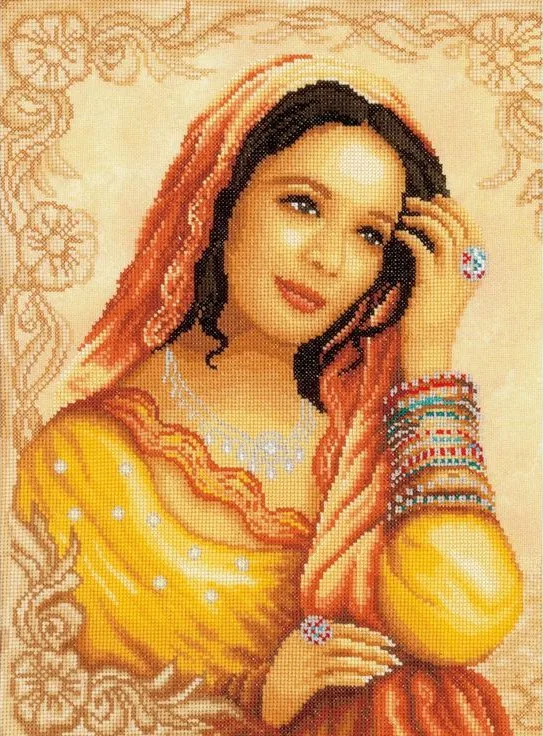 

Gold Collection Beautiful Counted Cross Stitch Kit Eastern Princess Indian Girl Woman Lady Lass lan