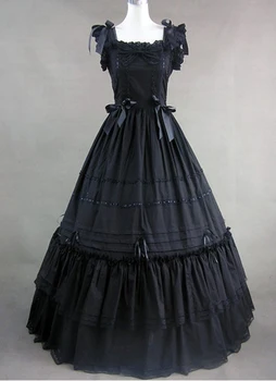

Long Black Square Neckline Vitorian Dress Long Dress