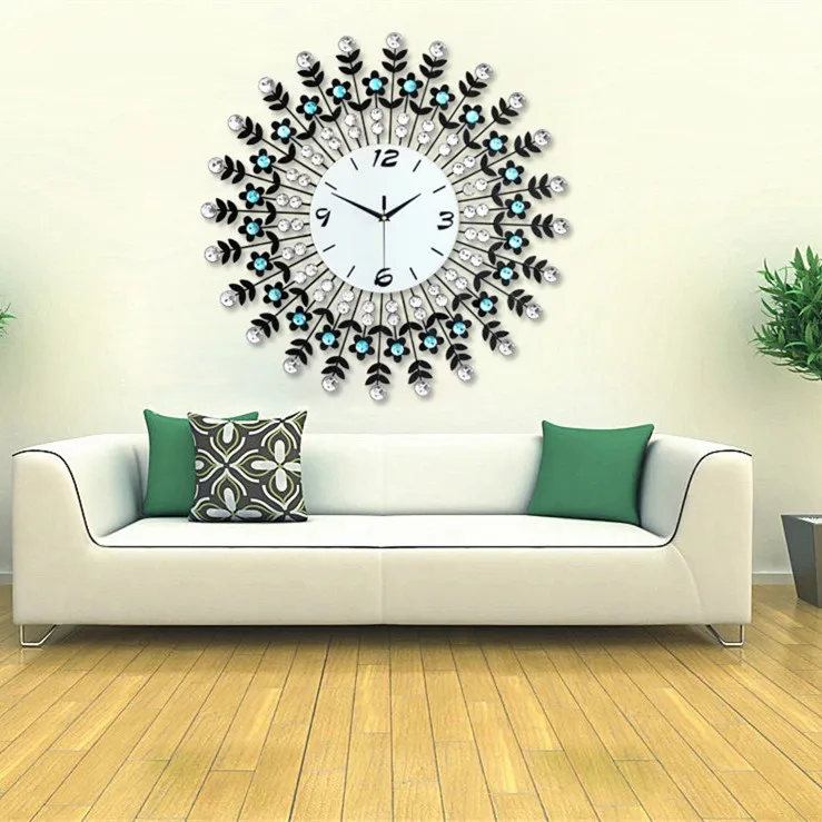 Large size living room wall clock wrought iron Elegant atmosphere