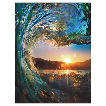 

3D DIY Diamond Painting Wave Sunrise Mosaic Home Decoration, Christmas Gift Mural T145