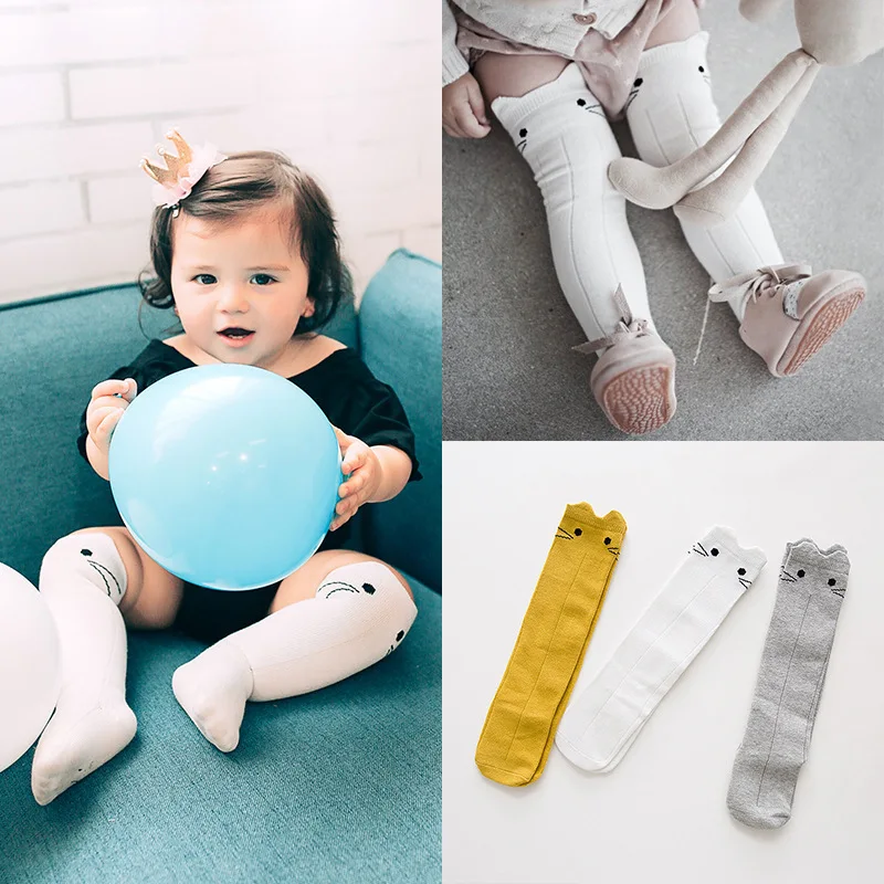 Детские забавные носки до колена на возраст 0 3 года|girls socks|calcetines boymeia kids |