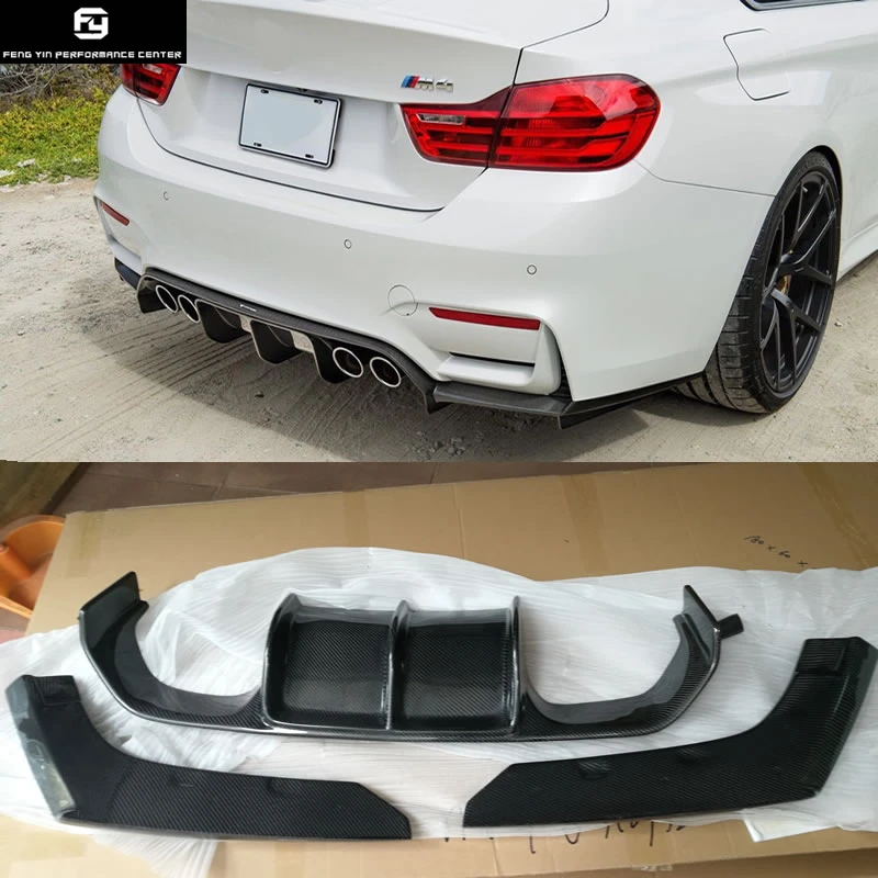 3PCS/SET F80 M3 F82 M4 V style Carbon Fiber Rear Bumper Lip rear Diffuser For BMW F80 M3 F82 M4