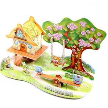 

3D Construction Pattern Jigsaw Fairytale Castle Cartoon Building Paperboard Model Early Learning Toy for Baby Kids