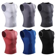 Новые мужские компрессионные топы без рукавов для мальчиков, Спортивная быстросохнущая футболка XD88