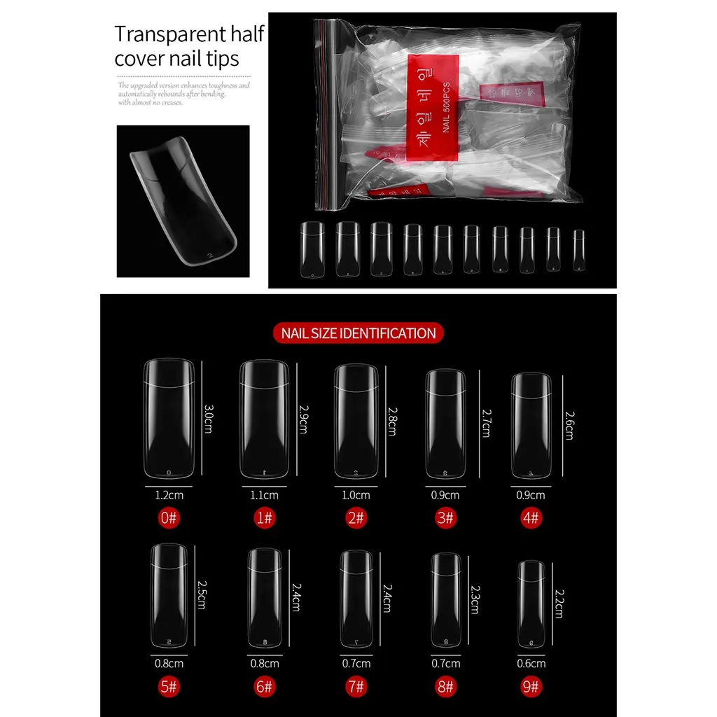 OutTop colorwomen 500 штук искусственные накладные ногти прозрачная лента для наращивания ногтей с половиной дизайн ногтей в сумке Смола Профессиональный July11