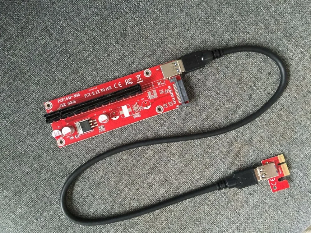 PCI-E power ed Riser 1x к 16x USB 3,0 кабель питания для Шахтерская машина