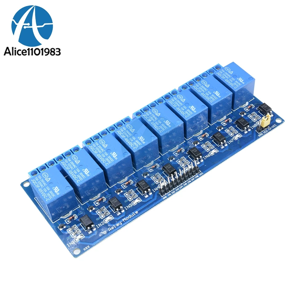 

5V 8 Channel Relay Module Board For Arduino Optocoupler 8 Channel Relay Smart Home Switch Max 10A AC 250V DC 30V