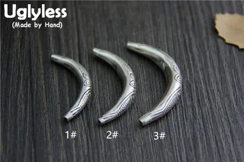 

Uglyless Real 925 Sterling Silver Curved Tube Beading Accessories Jewelry DIY Ethnic Vintage Pipe Spacer beads Engraved Findings