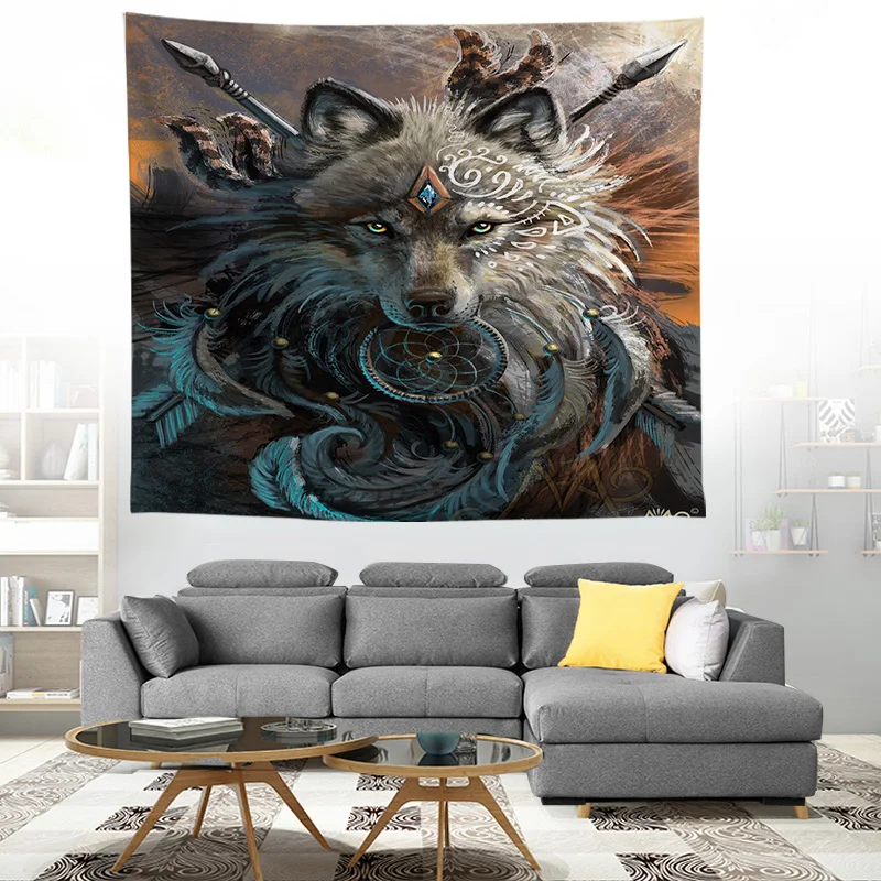 

ZEIMON Wolf/Elk/Cat/Tiger/Unicorn Tapestry Wall Hanging Animals Tapestries Home Decor Camping Beach Mat Yoga Blanket