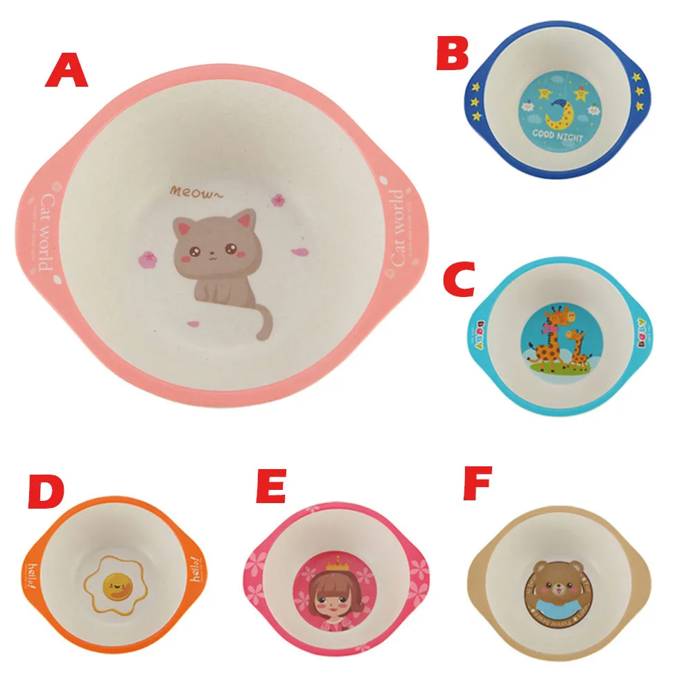 

Bamboo Fiber Baby bowl Feeding Food Tableware Cartoon Kids Dishes Eating Dinnerware Anti-hot Training Dinner Plate Kitchen Tools