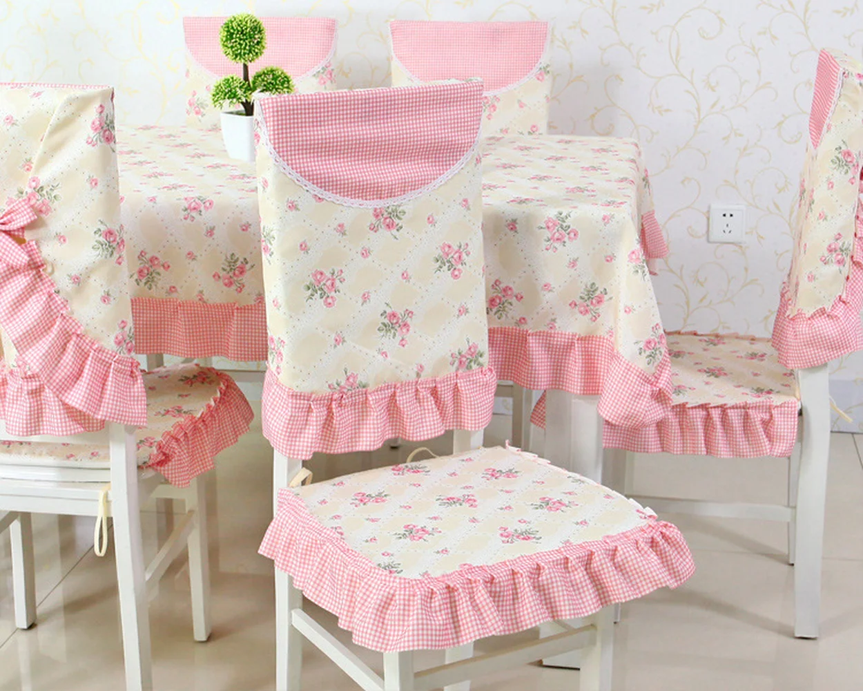 

New Floral Tablecloth Pastoral Dinner Tablecloth Fresh Style Table Cover Decoration Rectangular Cotton Line Table Cloth