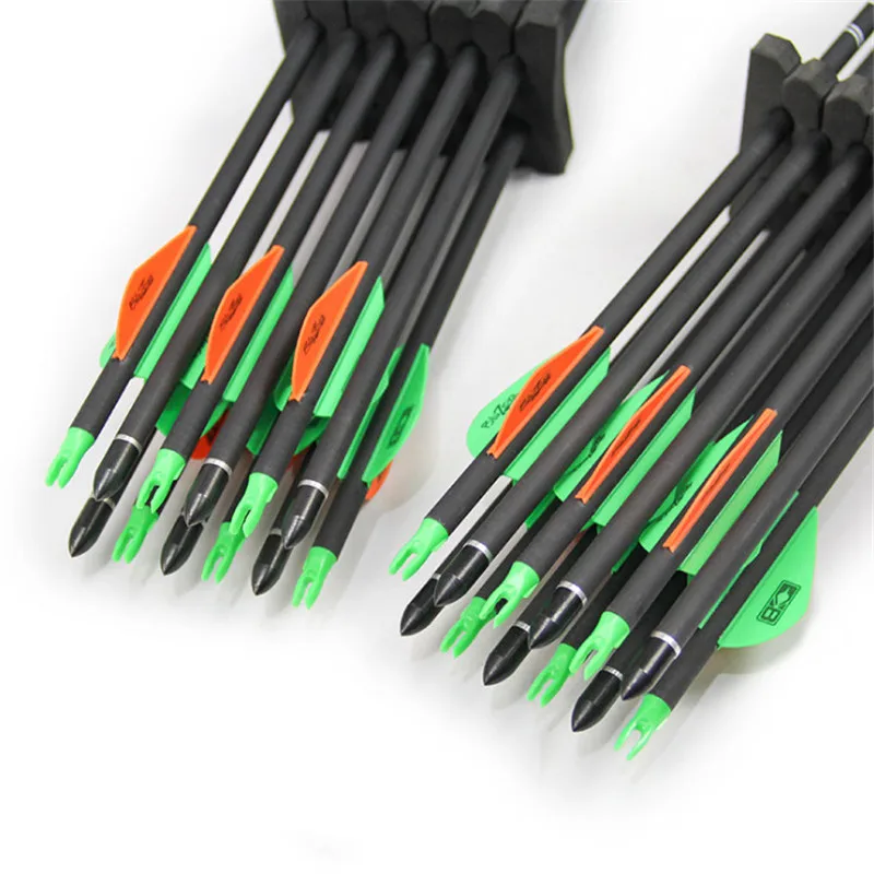 

6/12 / 24PCS Archery Spine 300 OD7.6 Black and Camouflage Pure Carbon Arrow Replaceable Arrow for Composite Recurve Hunting