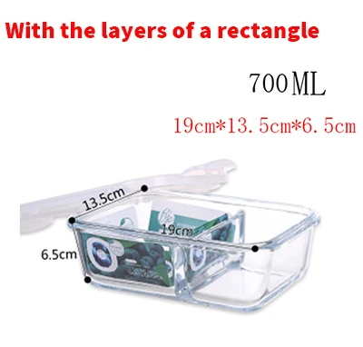 Стеклянный контейнер для хранения еды Bento Ланч-бокс коробка для хранения продуктов микроволновая печь холодильник безопасность герметичный - Цвет: Separate 700 ml