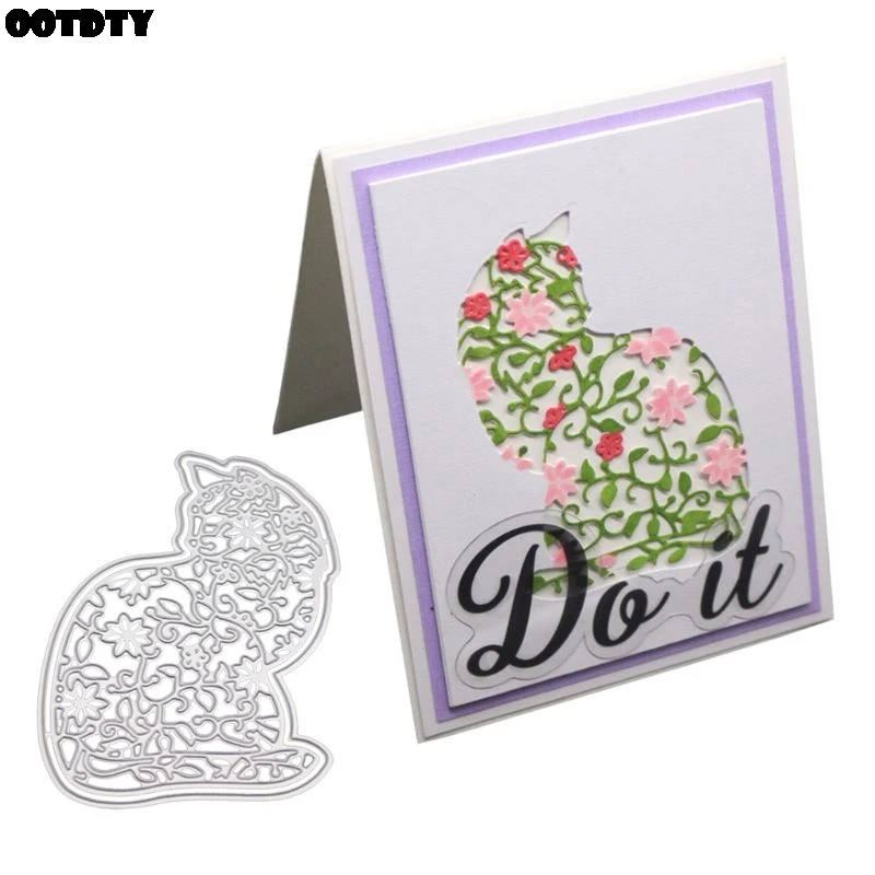 

Cat Metal Cutting Dies Stencil DIY Scrapbooking Album Stamp Paper Card Embossing Craft Decor