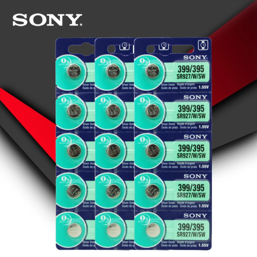 2 шт. sony 395 SR927SW 399 SR927W LR927 AG7 1,55 V батарея для часов SR927SW 395 кнопочная монетница Сделано в Японии