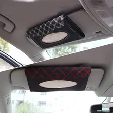Tipo Com Toalhas De Papel Titular Caixa de Tecido Pala de Sol do carro de Microfibra Couro PU Vinho Tinto Linha Branca Acessórios Organizador Carro