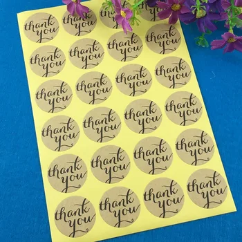 

600PCS/Lot 3 cm Free Shipping Kraft Blank Wordart "THANYOU" Scrapbook Sticker Paper Seal Favors Toppers Sticker Round Labels