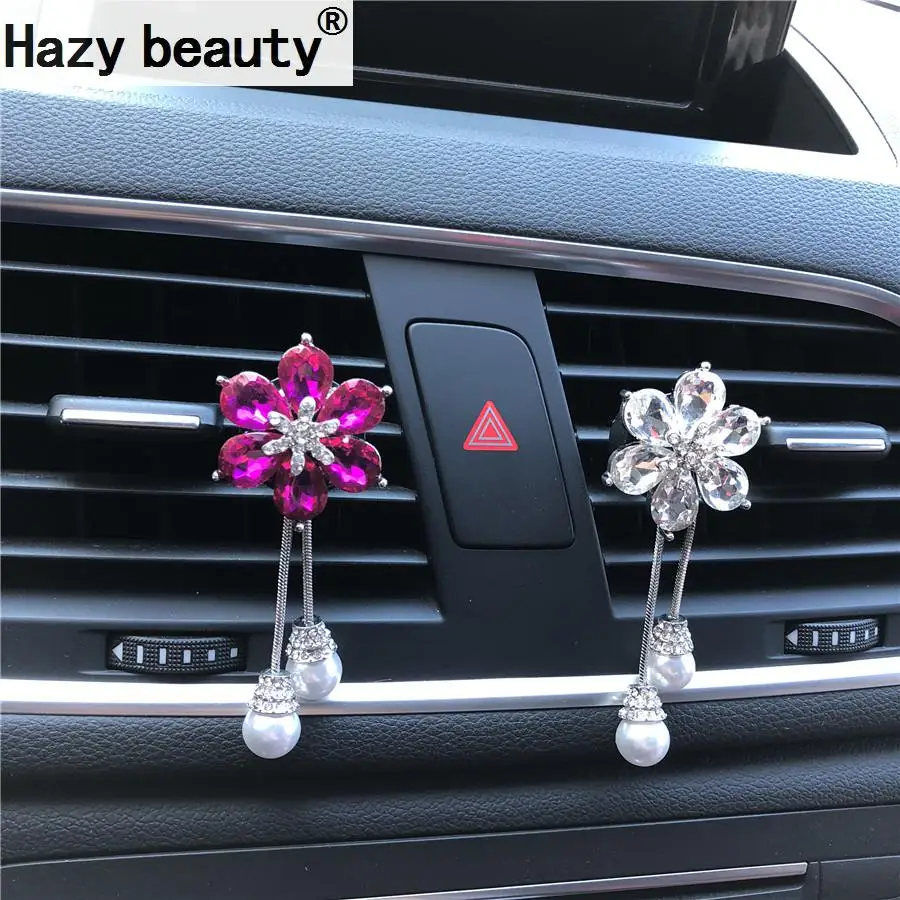 

Hazy beauty High fashion crystal flower pendant Car perfume Air vents in car air conditioners Air Freshener Car-styling
