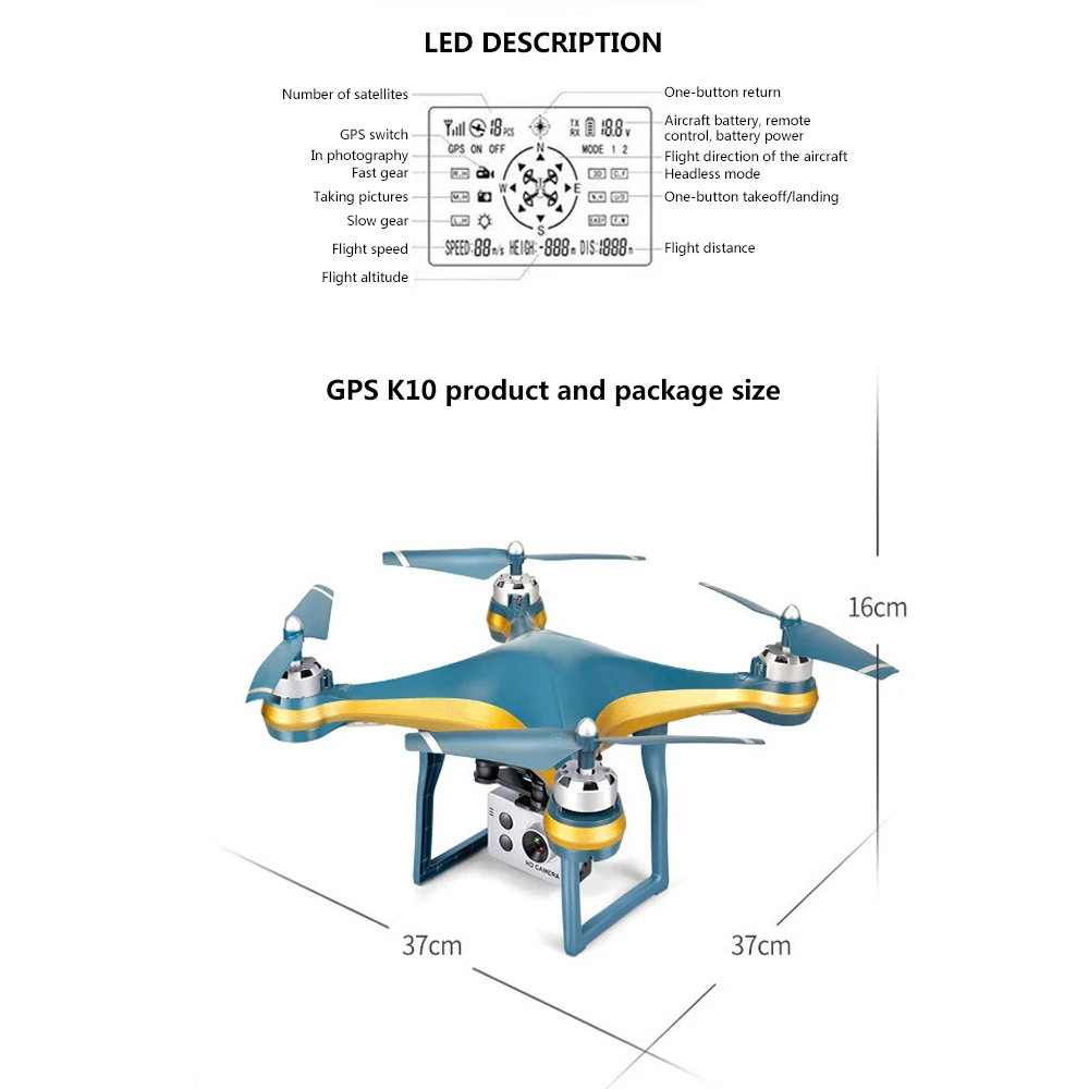 K10 Дрон GPS позиционирование автоматический возврат кондиционер HD воздушная четырехосевая авиация следуют за летательным аппаратом дистанционного управления