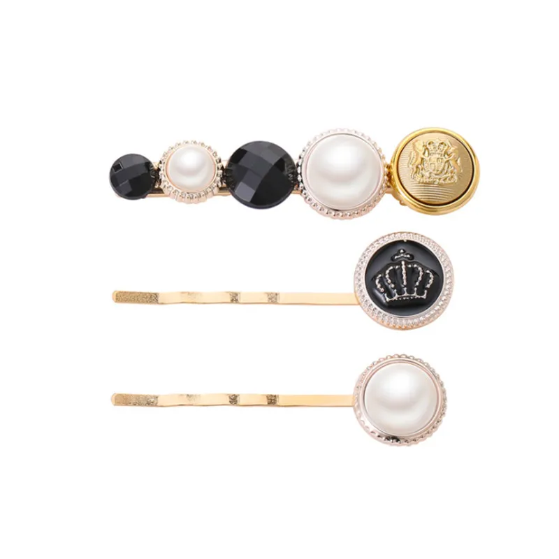 Kymyad 3Pcs/ Set Korea Fashion Metal Hairpins Imitiation Pearl Beads Hair Clips Bobby Pin Barrette Hairpin Hair Accessories - Metal color: 3