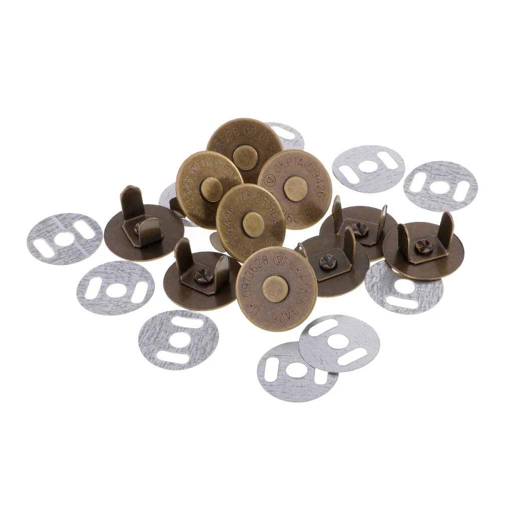 20 Sets 14/18mm Magnetic Purse Snaps Closures Round Sewing Button Press Studs for overcoat bag garment accessories scrapbooking