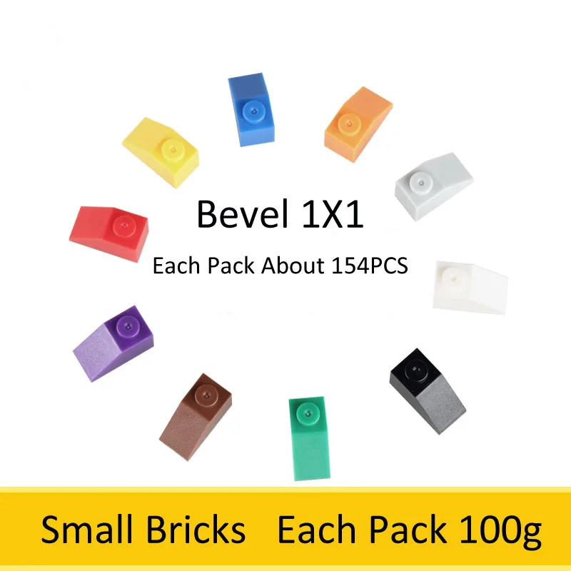 

1x1 Bulk Bevel Bricks Big Size Classic Base Building Blocks Enlighten Educational Toys For Kid Each Pack 100g About 154 PCS