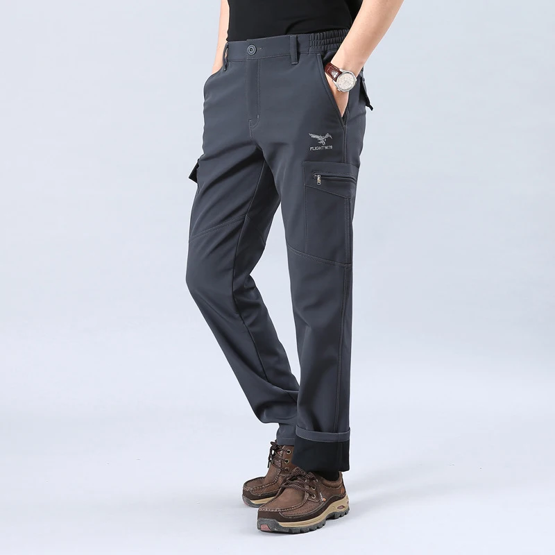 Otoño e Invierno al aire libre pantalones de senderismo hombres Softshell de terciopelo grueso Cálido impermeable y transpirable pantalones de esquí de Camping Trekking Pantalones Otoño e Invierno al aire libre pantalones de senderismo hombres Softshell de terciopelo grueso Cálido impermeable y transpirable pantalones de esquí de Camping Trekking Pantalones