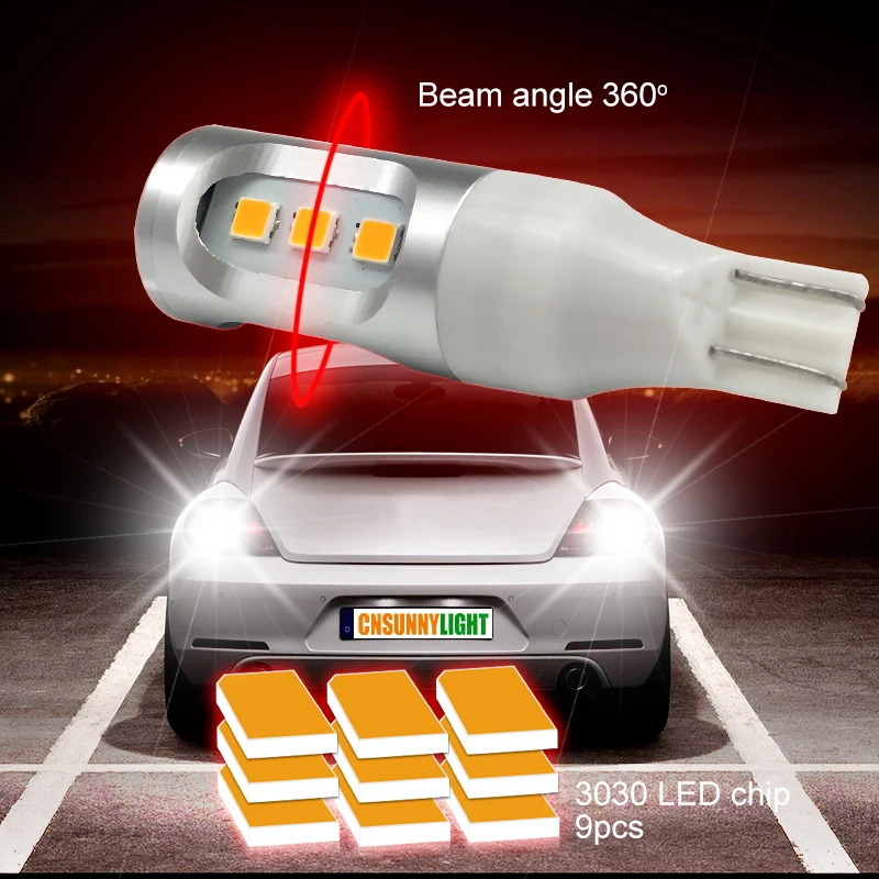 CNSUNNY светильник W16W T15 светодиодный Автомобильный Обратный светильник Canbus OBC без ошибок автоматический резервный светильник сигнал поворота Тормозная лампа Красный Янтарный Белый 12 В