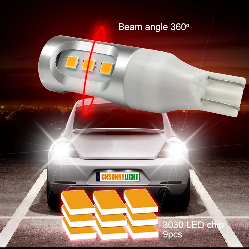 CNSUNNYLIGHT W16W T15 LED Car Reverse Bulb Canbus OBC Error Free Auto Backup Light Turn Signal Brake Lamp Red Amber White 12V 