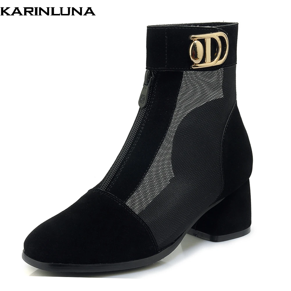 

Karinluna new fashion wholesale Plus size 33-43 high quality shoes woman boots female square heels summer boots women shoes