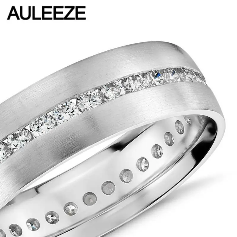 US $671.00 Solid 14k White Gold Eternity Wedding Band ChannelSet Moissanites Lab Grown Diamond Engagement Ring 585 White Gold Mens Ring