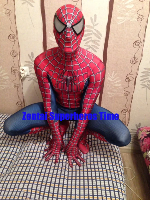 

Raimi Spiderman Cosplay Costume 3D Print Kids/Adult Spandex Spider-man Bodysuit Spidey Zentai Suit with glasses eyes/lenses