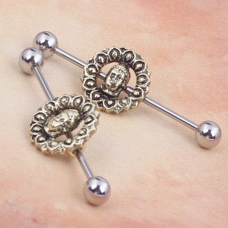 Buy 14G 38mm Buddha Industrial Barbell Ear Ring Body