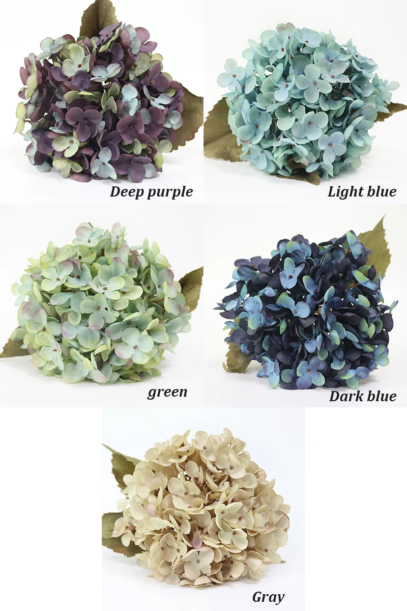 Artificial Hydrangea Silk Flower 1 big flowerBouquet Fleur Artificielle Flores Arrange Table Wedding Home Decor Party accessory (23)