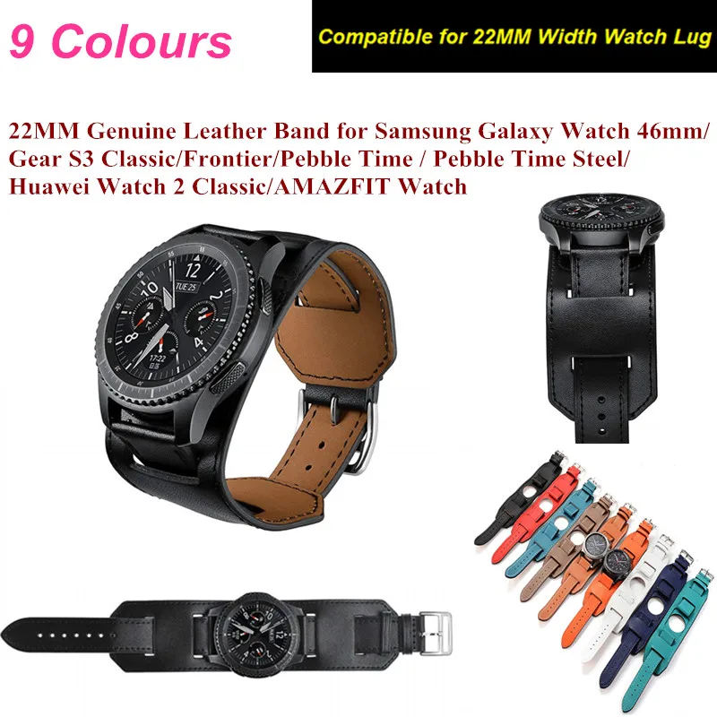 Ремешок из натуральной кожи для Samsung Galaxy Watch 46 мм 22 кожаный ремешок часов Gear S3