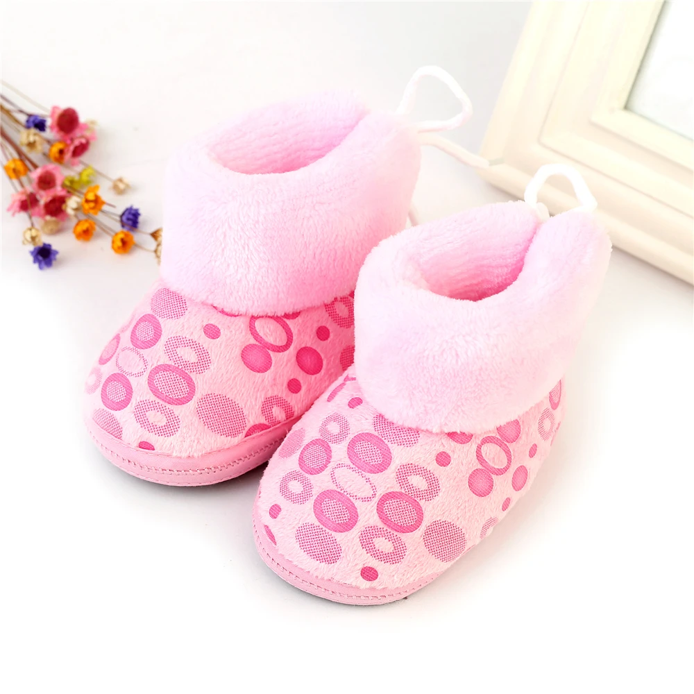 Newest Newborn Baby Girl Pink Fleece Snow Boots Booties Kids Princess Winter Shoes