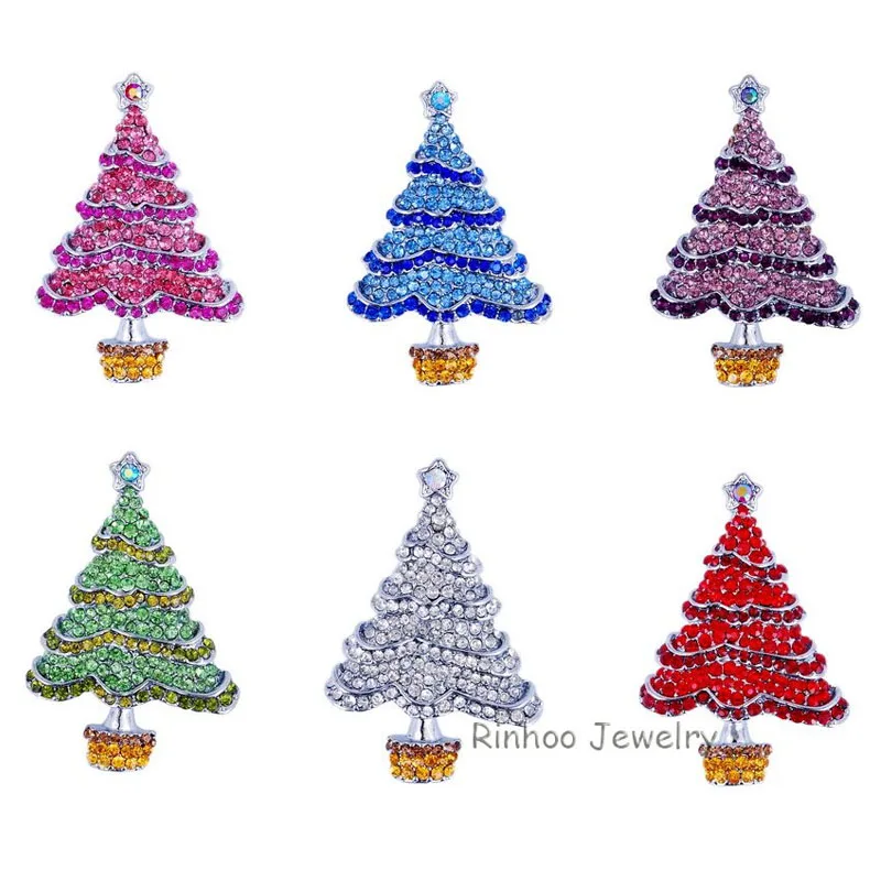 RINHOO рождественские броши в виде дерева булавки для женщин снеговик дерево ювелирные изделия для рождественской вечеринки Стразы булавки-брошки с кристаллами подарок