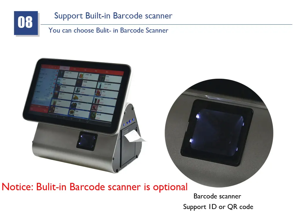 HSPOS 15,6 дюймов сенсорный экран pos системы и есть встроенный автоматический крой 80 мм принтер и qr-код Сканер Поддержка двойной экран заказ