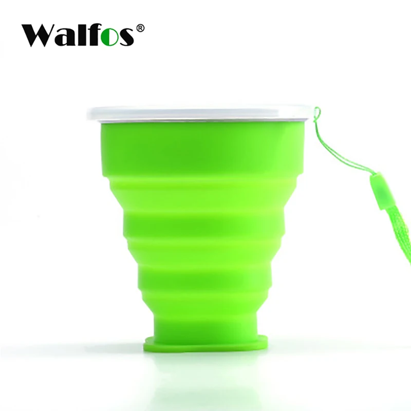 WALFOS горячее хранение, силикон портативная силиконовая телескопическая Питьевая Складная кофейная чашка многофункциональная Складная силиконовая чашка Trav - Цвет: Зеленый