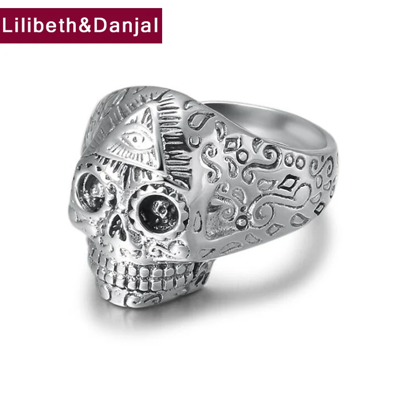 

2019 Initial Couple Adjustable Ring 100% Real 925 Sterling Silver fine Jewelry Men Women Punk Skull Devil's Eye Wedding Ring R04