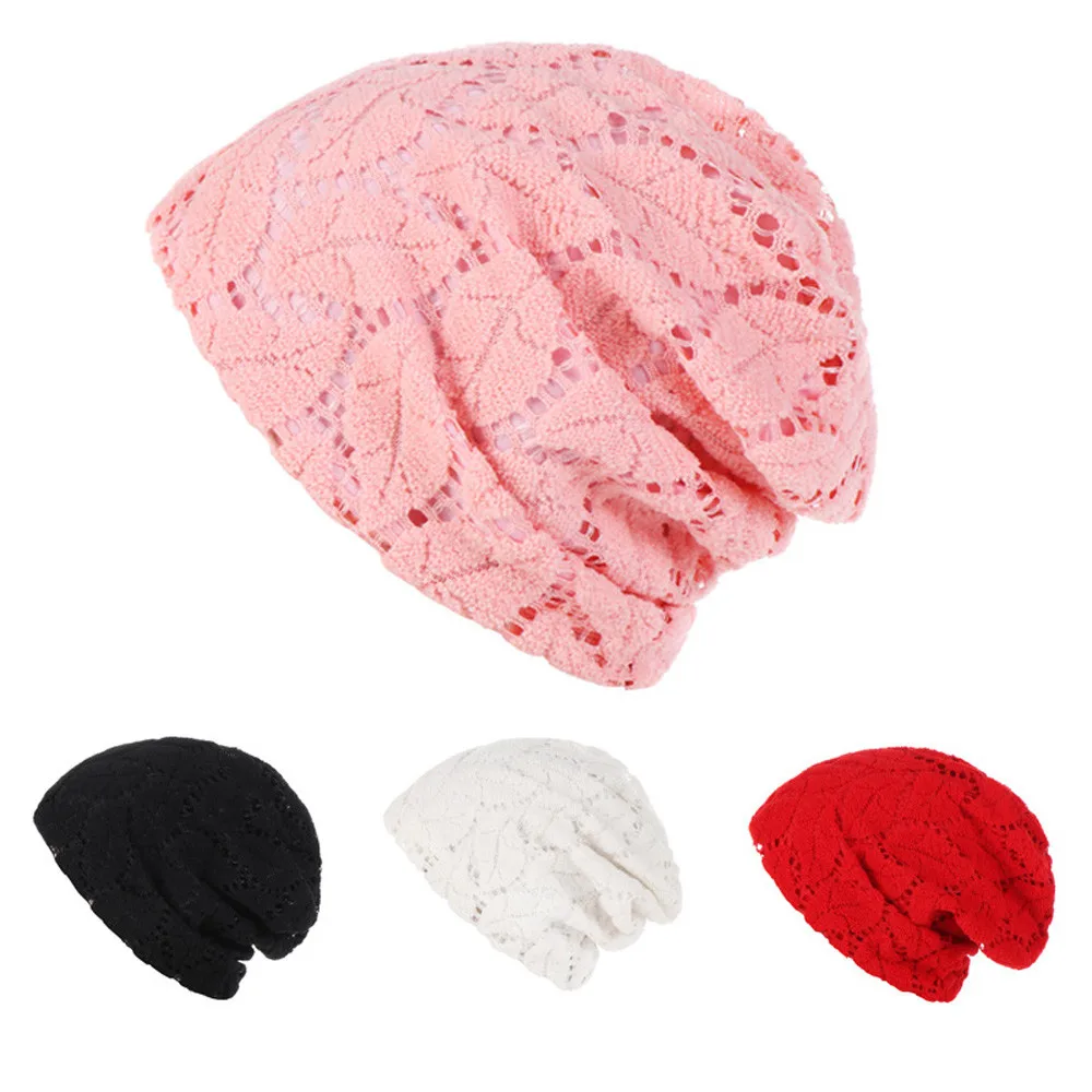 

Women Lady Casual Cotton Hollow Out Ruffle Cancer Chemo Hat Beanie Turban Head Wrap Cap