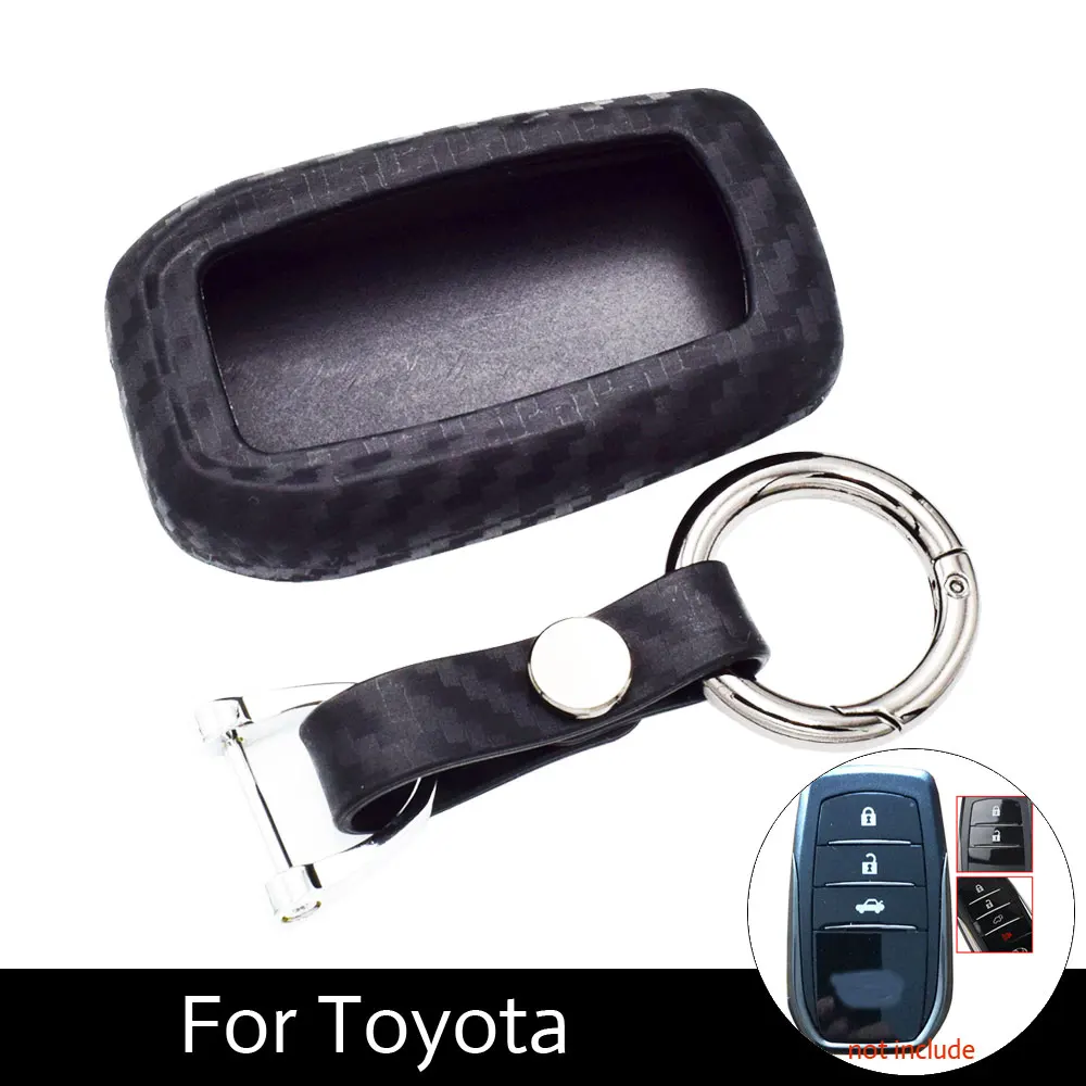 

ATOBABI Carbon Fiber Pattern Case Silicone Scratch-resistant Key Cover Cases For Toyota Miral Fortuner Rav4 Highlander Crown key
