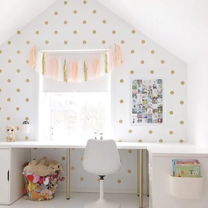 Free-shipping-Variety-of-sizes-Gold-Vinyl-Wall-Sticker-Decal-Art-Polka-Dots-Gold-Polka-Dots