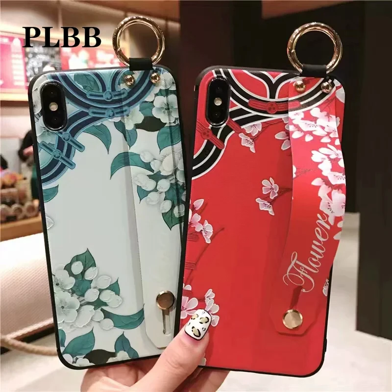 

PLBB 3D Relief Vintage Palace Flowers Totems TPU Phone Coque Cover Case for iPhone 5 5s SE 6 6s 7 8 Plus X Xs Max XR+ Wristband