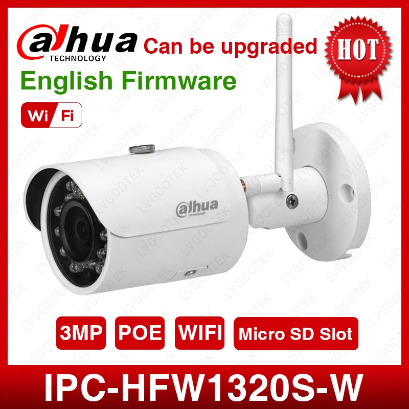 

Dahua Original IPC-HFW1320S-W 3MP Mini Bullet Day/ Night infrared POE Wifi IP67 Waterproof Security Camer